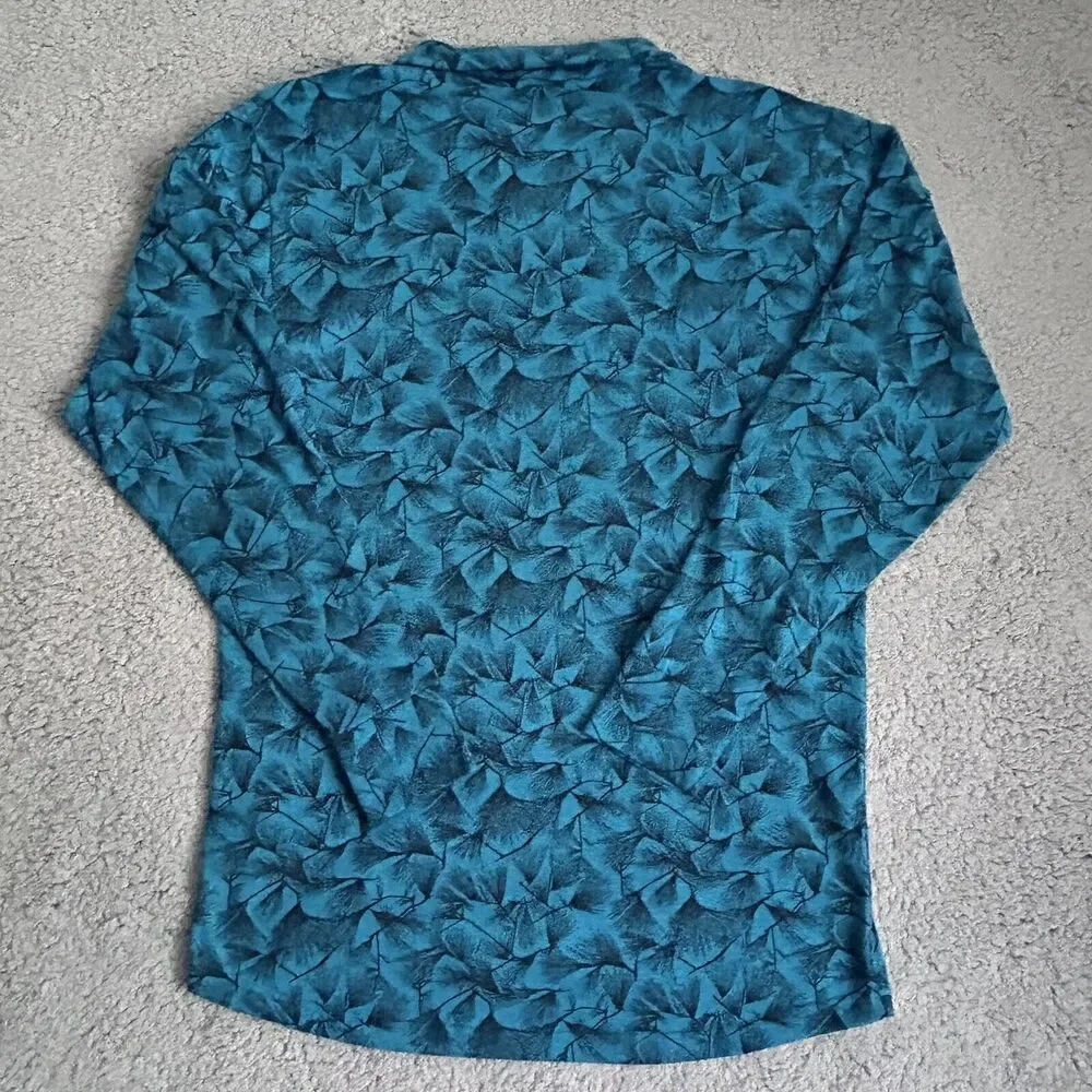 Vintage REI Mens L Quarter Zip Long Sleeve Pullover Shirt Blue Print Outdoor - Picture 14 of 15